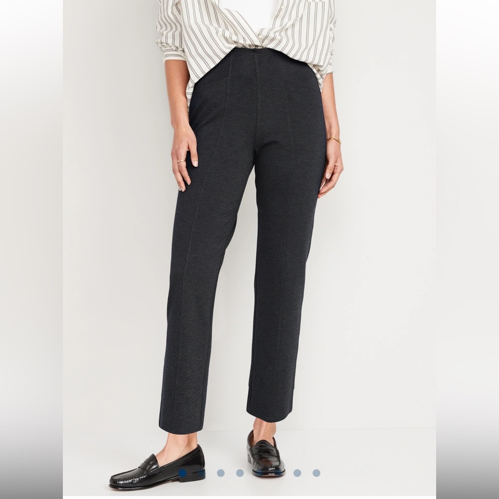 Old Navy Extra High-Waisted Stevie Straight Ankle Pant Dark Heather Grey Size M